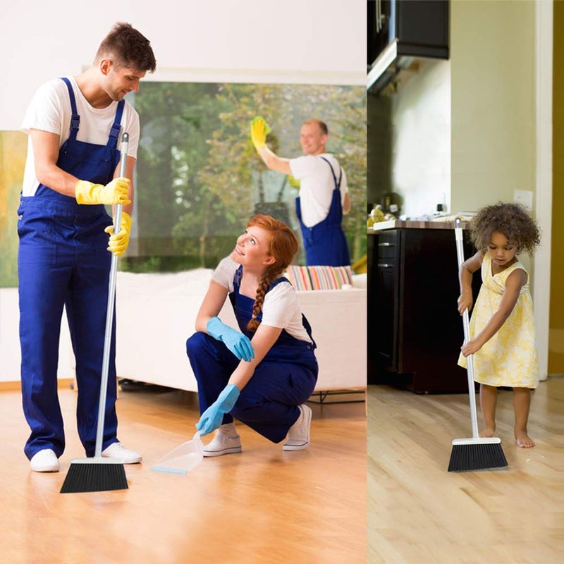 JEHONN Broom and Dustpan Set, JEHONN Long Handle Lightweight Broom Set Upright Standing Dustpan Stand Up Store Sweep Set for Home Room Kitchen Office Lobby - Image 5